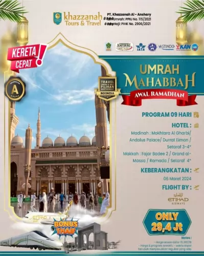Umroh awal ramadhan Nuzulul Qur'an plus Thoif reguler termurah di Indonesia 
